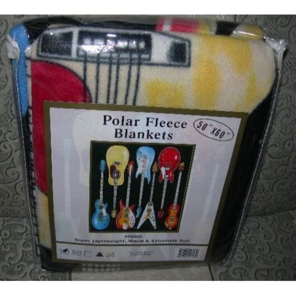 New Guitars Thin Polar Fleece Throw Gift Blanket Gibson Fender Soft NIP Guitar